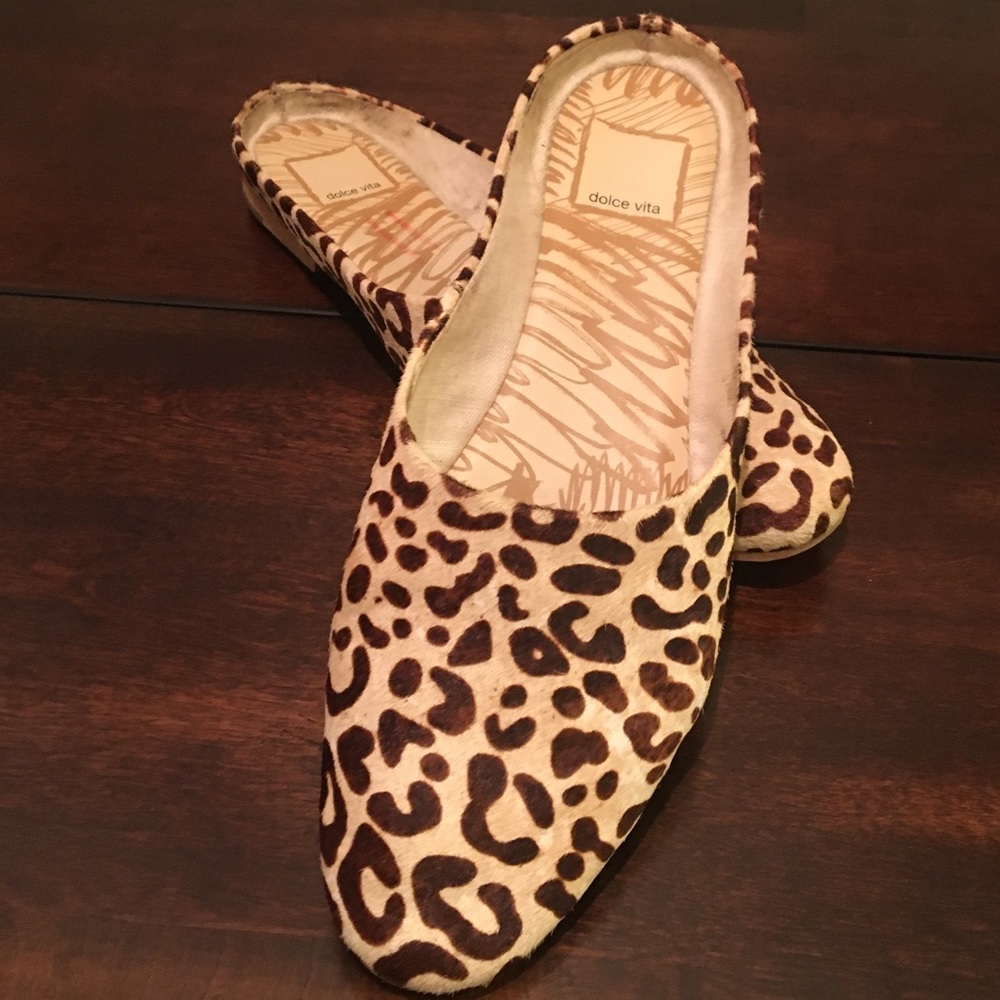 Dolce Vita | Pali Leopard Leather Mules | Size 7.5